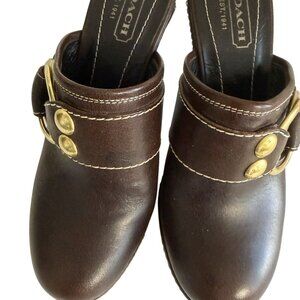 Coach Brown Leather Mule Clogs – High Heel - Size 6